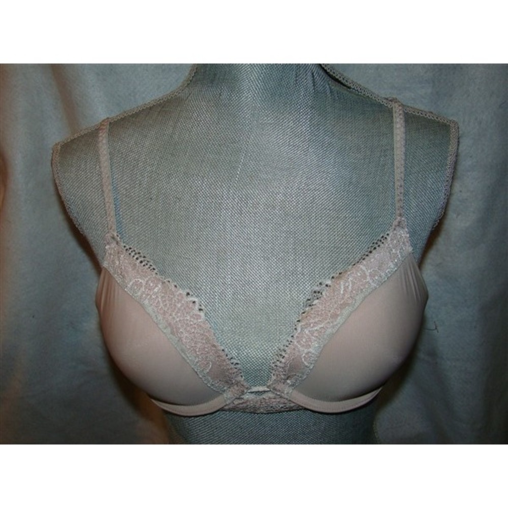 NWOT DKNY Bra 34B Plunge Push Up Demi 458176 Pink Gray 123596